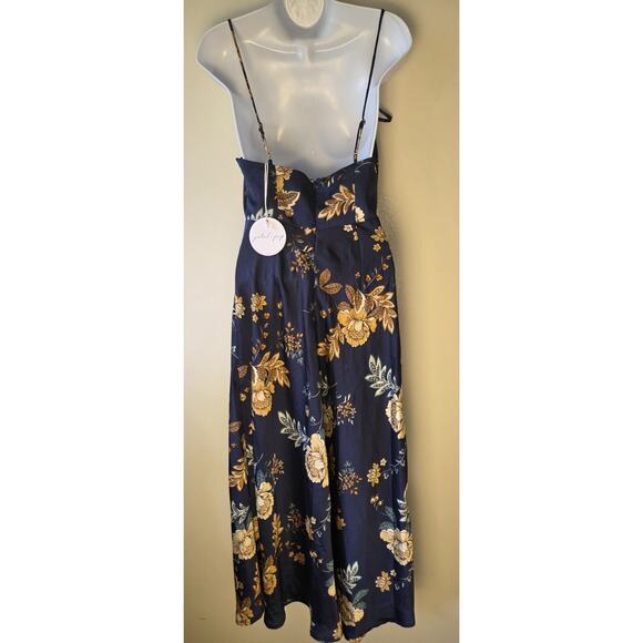 Petal + Pup Alejandra Cowl Neck Midi Dress Size 4 Adjustable Strap Blue Floral - Picture 3 of 10